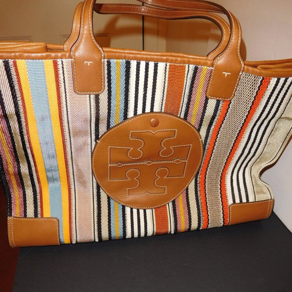 Tory Burch Ella Webbing Multi-Colored Large Patchwork Tote